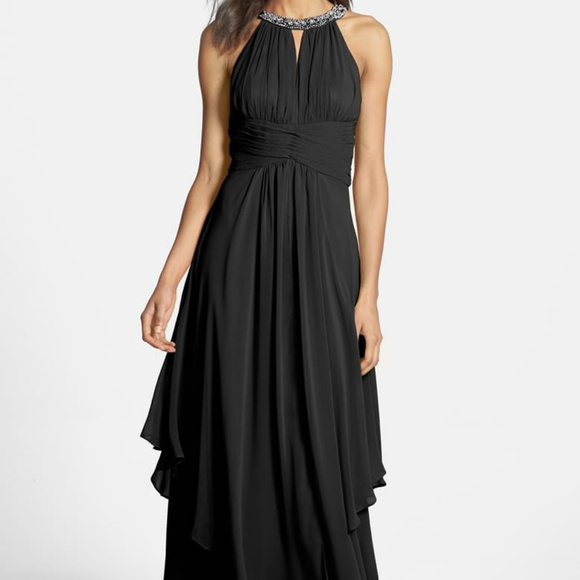 Eliza J Dresses & Skirts - Eliza J Embellished Tiered Chiffon Halter Gown